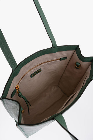 Textured Leather Tote Bag with Embossed Logo