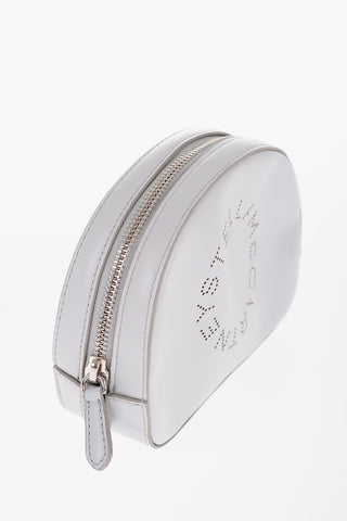 Solid Color Faux Leather Pouch with Perforated Logo
