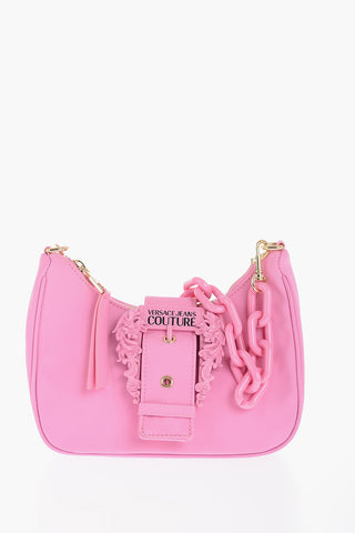 JEANS COUTURE Solid Color Shoulder Bag with Baroque Buckle