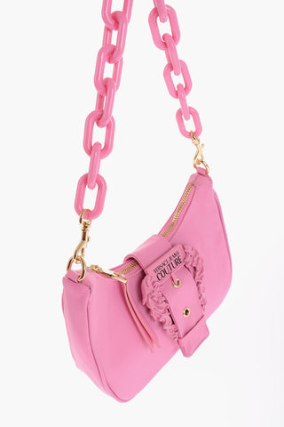 JEANS COUTURE Solid Color Shoulder Bag with Baroque Buckle