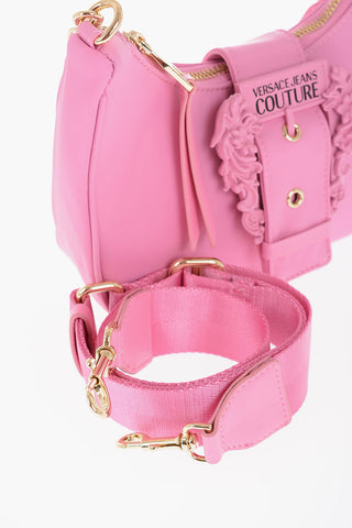 JEANS COUTURE Solid Color Shoulder Bag with Baroque Buckle