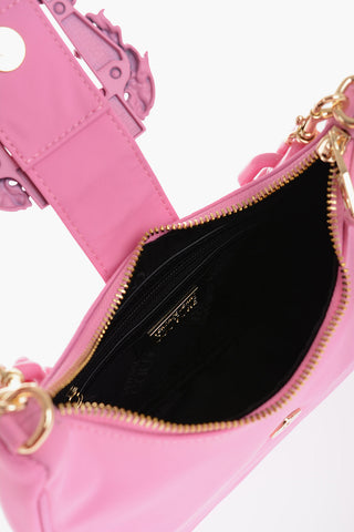 JEANS COUTURE Solid Color Shoulder Bag with Baroque Buckle