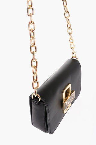 JEANS COUTURE Faux Leather Crossbody Bag with Golden Chain