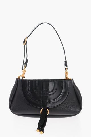 Textured Leather Shoulder Bag with removable strap