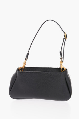 Textured Leather Shoulder Bag with removable strap