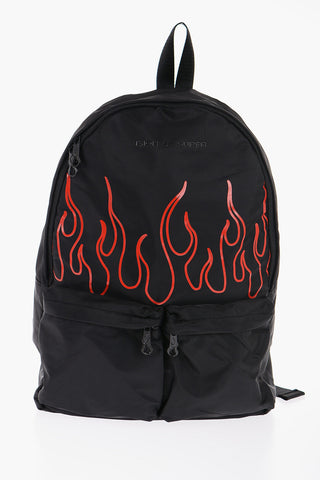 Solid Color Backpack with Flames Print