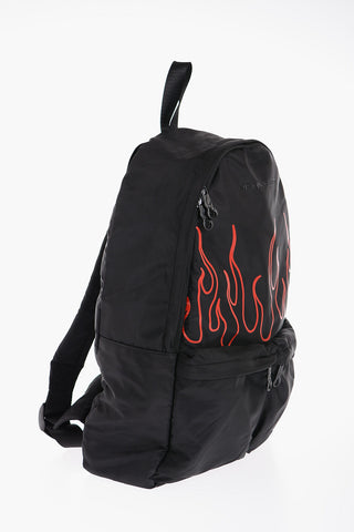 Solid Color Backpack with Flames Print