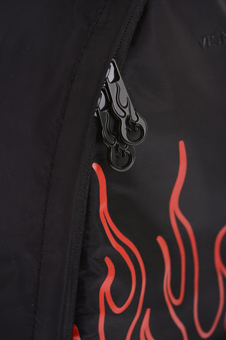 Solid Color Backpack with Flames Print