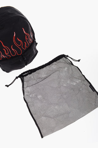 Solid Color Backpack with Flames Print