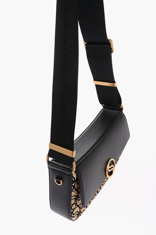 Faux Leather Shoulder Bag with Rafia Detail