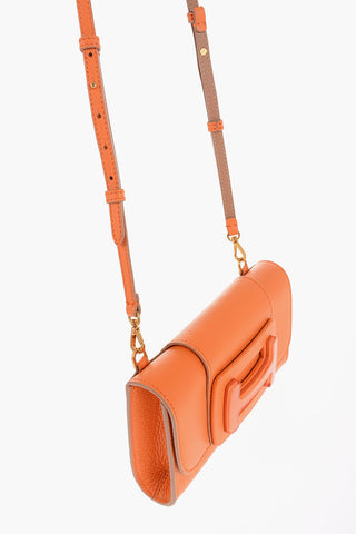 Solid Color Textured Leather Crossbody Bag