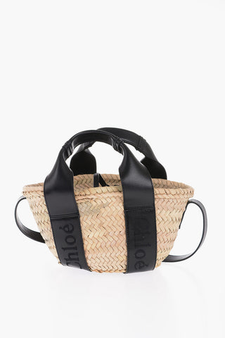 Braided Fabric Bucket Bag with Leather Details