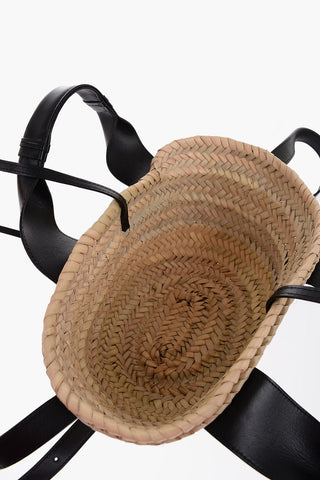 Braided Fabric Bucket Bag with Leather Details