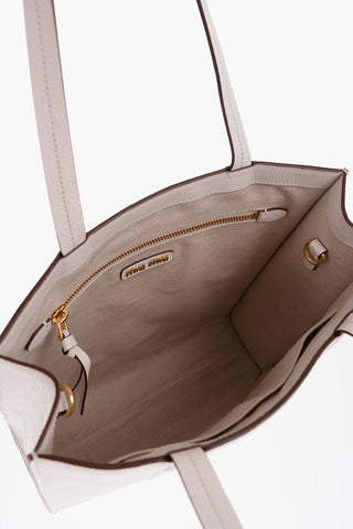 Textured Leather Tote Bag with Embossed Logo