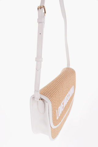 LOVE Rafia Shoulder Bag with Faux Leather trim