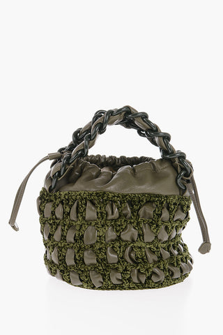 Braided Fabric and Leather CASS Bucket Bag