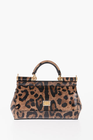 Animal Effect Patent Leather SICILY Handbag with Removable Shoulder Strap
