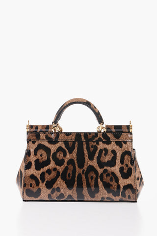 Animal Effect Patent Leather SICILY Handbag with Removable Shoulder Strap