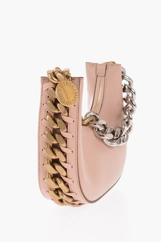 Faux Leather Mini Hobo Bag with Two-Tone Chain Detail