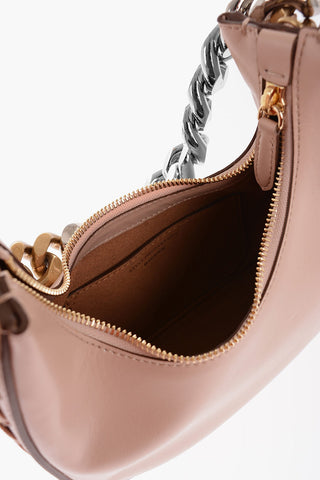Faux Leather Mini Hobo Bag with Two-Tone Chain Detail