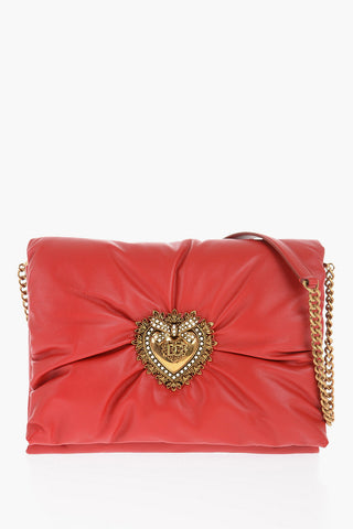 DEVOTION Borsa a Spalla in Pelle con Cuore in Metallo Dorato