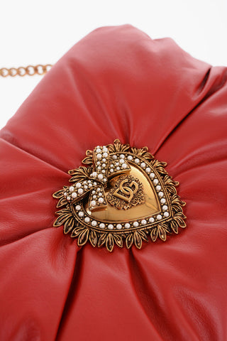 DEVOTION Borsa a Spalla in Pelle con Cuore in Metallo Dorato