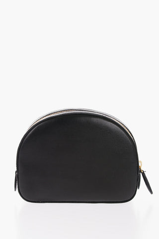 Solid Color Faux Leather Pouch with Perforated Logo