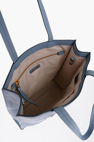 Textured Leather Tote Bag with Embossed Logo