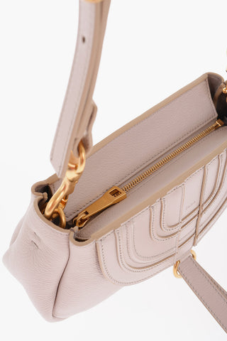 Borsa a Spalla in Pelle Martellata con Tracolla Removibile