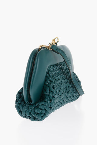 Braided Faux Leather GEA Clutch with Removable Shoulder Strap