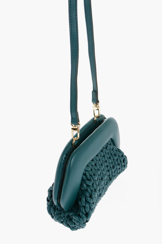 Braided Faux Leather GEA Clutch with Removable Shoulder Strap