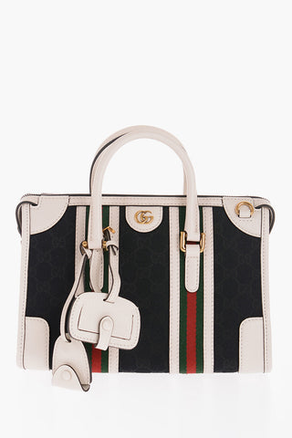 Borsa Bauletto A Righe con Finiture in Pelle 