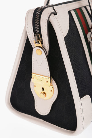 Borsa Bauletto A Righe con Finiture in Pelle 