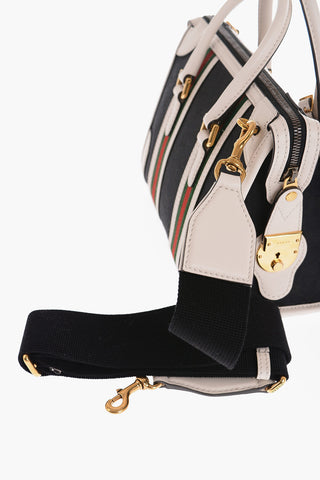 Borsa Bauletto A Righe con Finiture in Pelle 