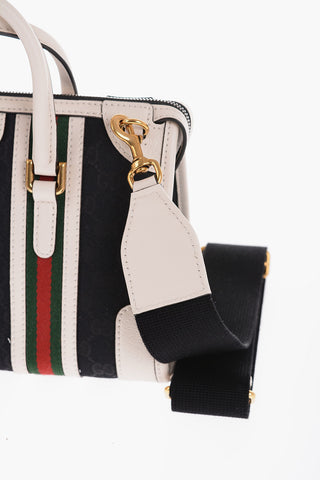 Borsa Bauletto A Righe con Finiture in Pelle 