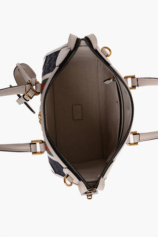 Borsa Bauletto A Righe con Finiture in Pelle 