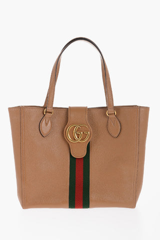 Leather Tote Bag with Golden GG Monogram