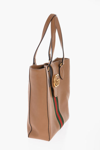 Leather Tote Bag with Golden GG Monogram