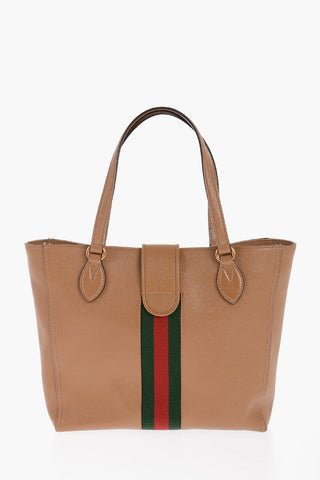 Leather Tote Bag with Golden GG Monogram