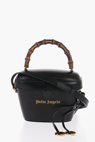 Leather Shoulder Bag with Wooden Handle