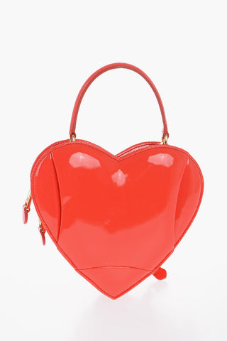 COUTURE! Borsa Biker in Ecopelle Lucida a Forma di Cuore con Design Gonfiabile e Tracolla a Catena Removibile