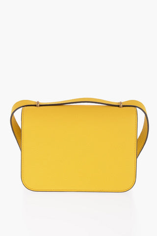 Textured Leather SMALL ELEANOR Crossbody Bag with Golden Metal Logo and Magnetic Closure