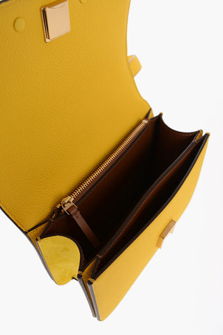 Textured Leather SMALL ELEANOR Crossbody Bag with Golden Metal Logo and Magnetic Closure