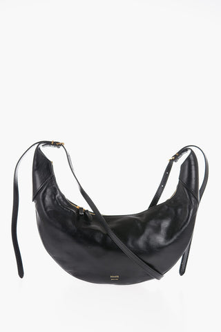 Leather Hobo Bag with Golden-Effect Logo