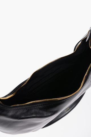 Leather Hobo Bag with Golden-Effect Logo