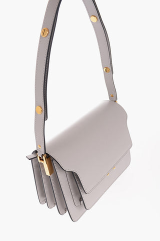 3-Compartment Leather Shoulder Bag with Golden Details