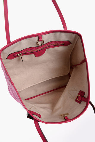 Printed Tote Bag with Faux Leather Trims