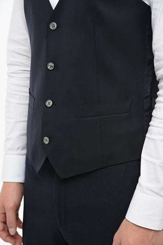Gilet in Lana Vergine con Tasche a Filo