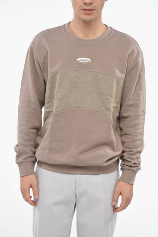 Crew-Neck Cotton ESSENT Sweatshirt with Ton-On-Tone Front Detail