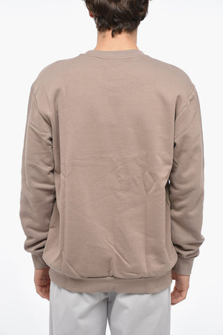 Crew-Neck Cotton ESSENT Sweatshirt with Ton-On-Tone Front Detail